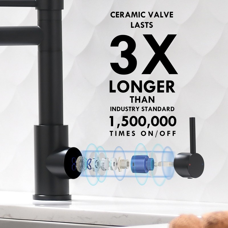 AIMADI Black Kitchen Faucet with 2 Function Sprayer,Commercial Stainless Steel