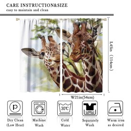 Giraffe Window Curtains Animal Rod Pocket Curtains Jungle Wildlife Cartoon Zoo Theme Home Painting Decor Drape for Living Room Boys Kids Bedroom Kitchen 2 Panels 42x45in