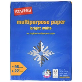 Staples Multipurpose Paper, 8 1/2" x 11", Bright White, Ream