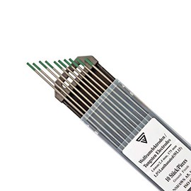 STAHLWERK TIG Tungsten Welding Electrodes 1.6 & 2.4 x 175 mm WP Green Thorium Free - Universal TIG Needles for Aluminium, Light Metals, Green, Pack of 10