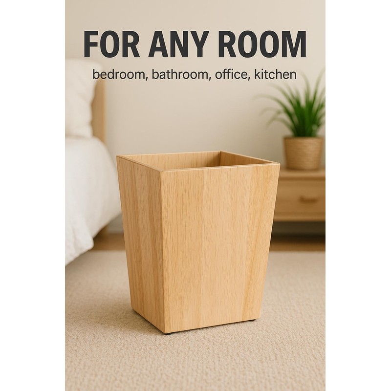 KMwares Decorative Square Wastebasket/Trash Can/Garbage Can for Home Accent, Kitchen,