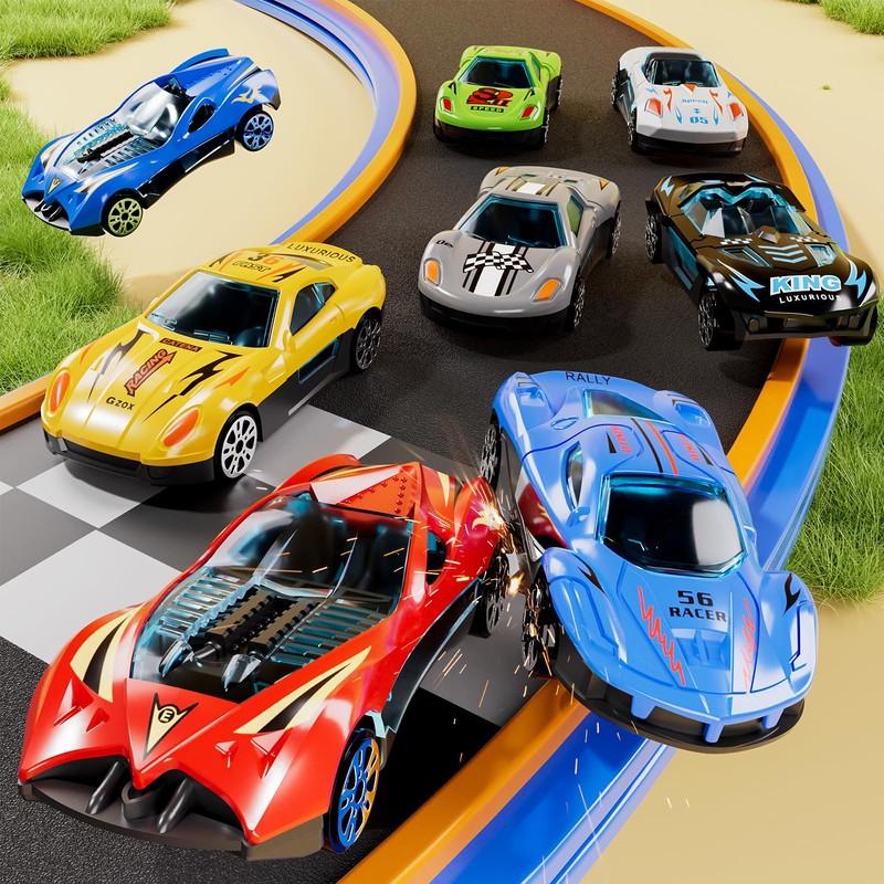 Blmukce Dinosaur Truck Toys with 12 Diecast Racing Cars (Red)