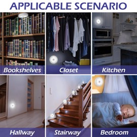 16 Pieces LED Closet Lights Powered USB Motion Sensor Puck Light Rechargeable Motion Sensor Light Wireless Smart Stair Lights LED Puck Under Cabinet Lighting Night Light for Indoor (White Light)