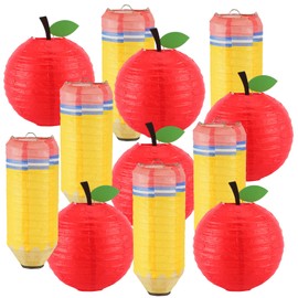 Baquler 12 Pcs Back to School Decorations Pencil Apple Hanging Paper Lanterns Classroom Ceiling Decor for First Day of School Party Supplies Decoration