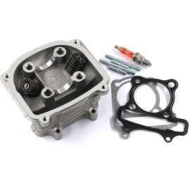 Trkimal 57.4 mm Cylinder Head with Seal Spark Plug 4 Hub Engine Seals Parts ATV Go Kart Replacement for Taotao Quads Go-Karts GY6 150cc ATV Part 157QMJ 152QMI Motorcycles Head Chinese Scooter