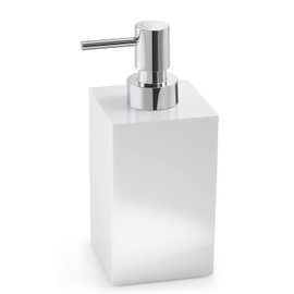 Gedy G-Bangkok White, Dimensions and Weight: 17.3 x 7.3 x 8.4 cm & 0.35 kg, Capacity 250 ml, Resin and Sand Bathroom Soap Dispenser, R&S Design, 2 Year Warranty, Unica