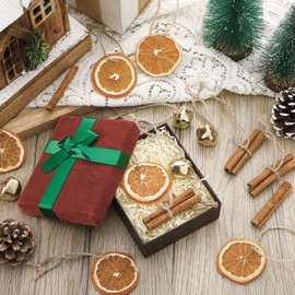 Shellwei 48 Pcs Christmas Tree Decorations Neutral Rustic Ornaments Bulk Dried Orange Slices Cinnamon Sticks Metal Bell Ornaments for Christmas Tree DIY Crafts Home Decorations Wedding Decor