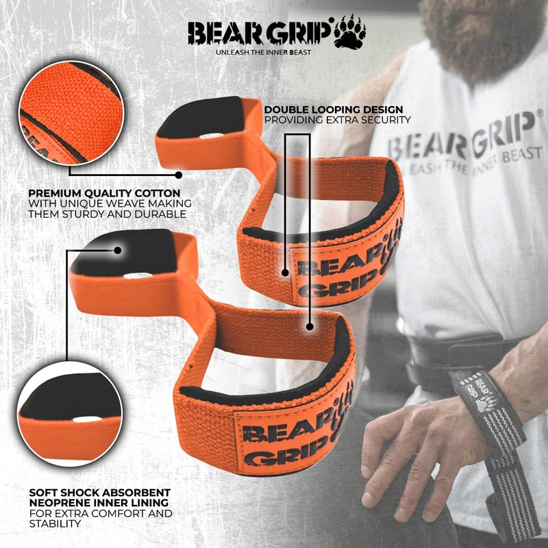 BEAR GRIP - Premium Figure 8 weight lifting straps (sold