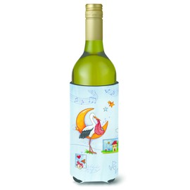 Caroline's Treasures APH1017LITERK Expecting Stork Bringing Baby Wine Bottle Hugger Bottle Cooler Sleeve Hugger Machine Washable Collapsible Insulator Beverage Insulated Holder