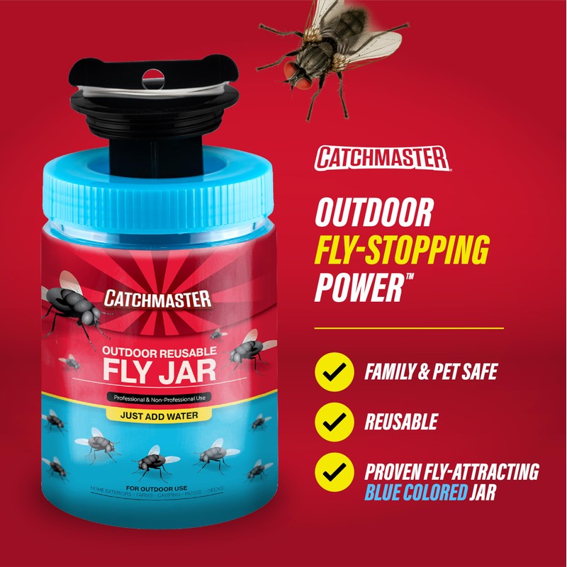 Catchmaster Outdoor Reusable Fly Traps Outdoor with Bait Included –