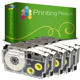 5X Compatible XR-12WE Black on White (12mm x 8m) Tapes for Casio KL-60 70E 100 100E 120 200 200E 300 750 780 820 2000 7000 7200 7400 8100 8200 P1000 C500 L300