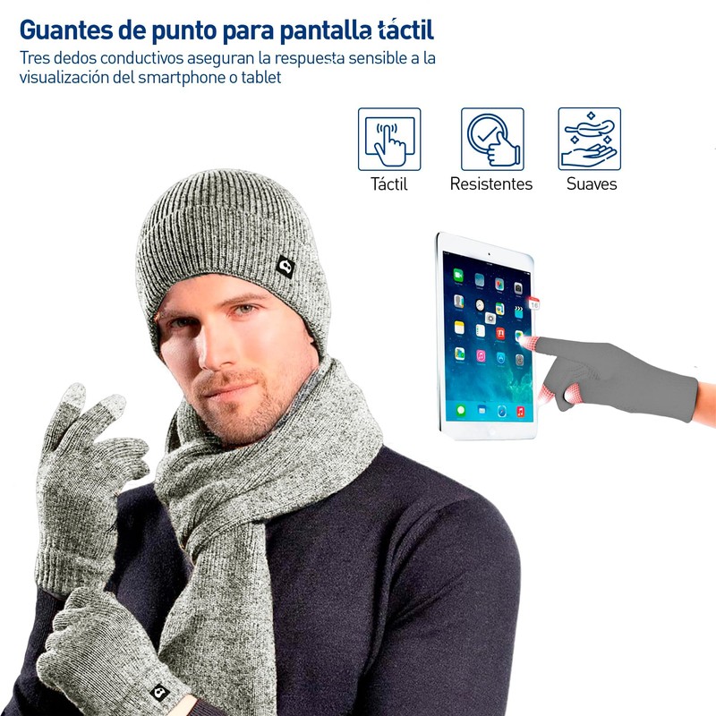 Bluelander Kit Gorro, Bufanda, Guantes Pantalla Tactil, Termicos, Frio para