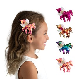 Summer Crystal Unicorn Alligator Hair Clips For Women and Girls - Birthday Daily Holiday Party and Gift (4Pcs Sequins MHHP)