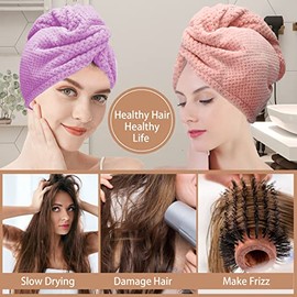 CZZXI 3 PZS Toallas de Microfibra para Cabello, Envolturas para el Cabello Mojado para Mujeres, Turbante de Cabello de Secado Rápido, Toallas de...   