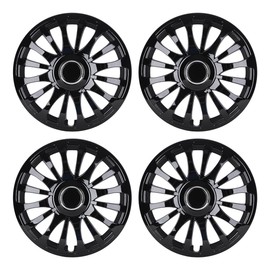 WOLFSTORM 4-Pack 15" Hubcaps, 15 inch Universal Wheel Rim Cover Replacement, R15 Snap On Wheel Cover Kit, Hubcap Accessories - Black Lacquer