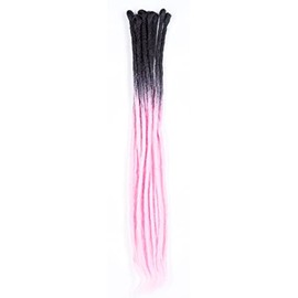 DreadLab - Synthetic Dreadlocks Crochet Extensions Pack of 10 Ombre Single Ended (Black Pink Transition)