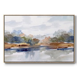 Renditions Gallery Nature Wall Art Canvas Paintings High Sierra Cloudscape Watercolor Floater Framed Artwork for Lounge Drawing Room Balcony - 27"X41" Natural Frame GAL007