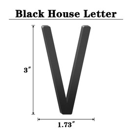3 Inch Floating Aluminum House Address Numbers Letters, Modern Metal House Numbers for Outside, Black Metal Door Address Letter and Number for Home Garden Office Apartment (V)