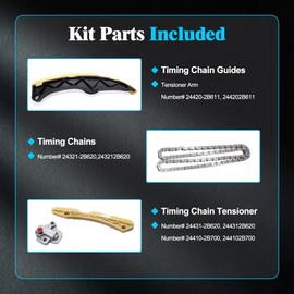 HiSport 24410-2B700 Engine Timing Chain Kits - Compatible with Hyundai Accent Elantra Sonata Tucson Veloster 2012-2021 Kia Forte Optima Rio Seltos Soul 2012-2021 - 24420-2B611 24431-2B620 24321-2B620