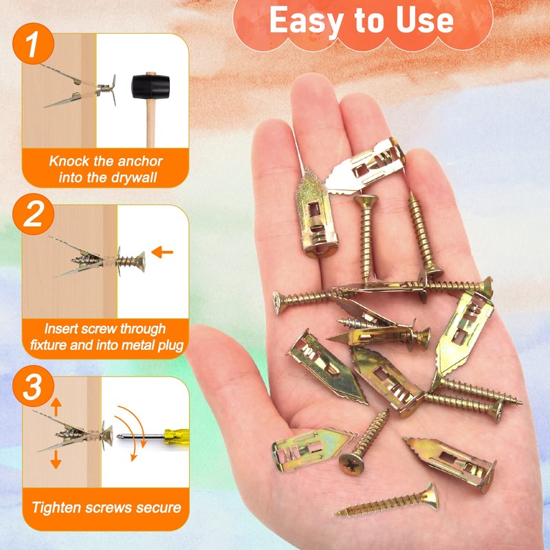 100Pcs Self Drilling Drywall Anchors with Screws, Ahier 50Pcs Metal