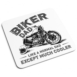Biker Dad Coaster - Novelty Motorbike Motorcycle Bike Davidson Cool Dude Harley Father's Day Father Daddy Gifts Presents Kitchen Home Decor Place Mat (White Prime)