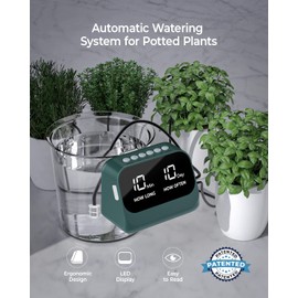 Riego automático para plantas en maceta, riego de plantas con temporizador programable inteligente, pantalla LED impermeable y batería de gran capacidad, distribución precisa del agua