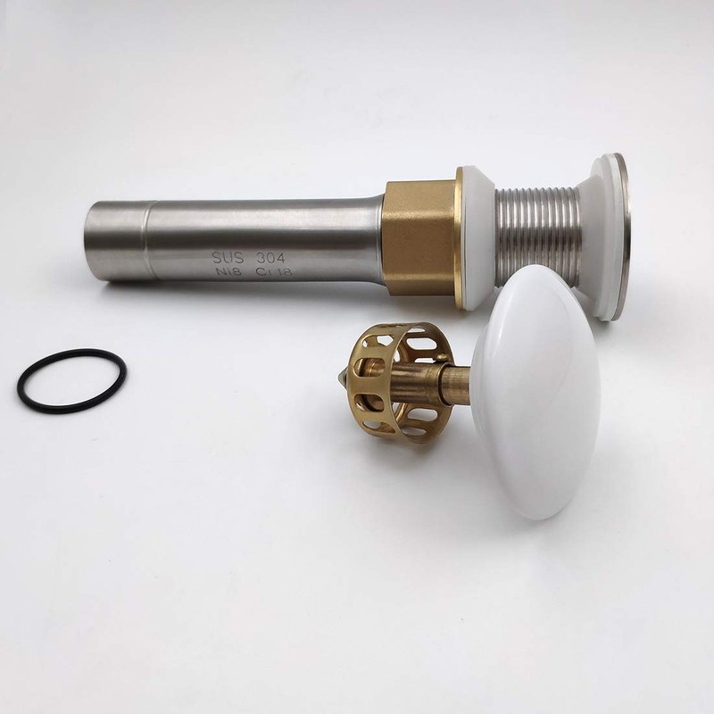 GZILA Vessel Sink Drain Without Overflow, White Pop-Up Drain With