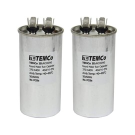 TEMCo 40 uf/MFD 370-440 VAC volts Round Run Capacitor 50/60 Hz AC Electric - Lot -2 (Optional uf/MFD, Voltage and Lot Quantities Available)