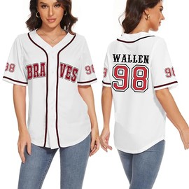 98 Baseball Jersey Women Country Vintage Music Shirts Graphic Fan Tshirt Short Sleeve Tops L White