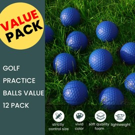 FINGER TEN Golf Practice Balls Elastic Foam Soft Value 12 Pcs, Golf Training Ball Spone Dimpled Exercise for Home Office Indoor Outdoor (Blue, 12 Pack)