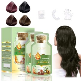 OUKPANE HUANG YI Bubble Plant Hair Dye,Natural Plant Hair Dye, Black Teal New Botanical Bubble Hair Dye 15ml 15packs/Box.(Black Teal)