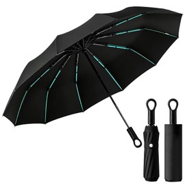 Paraguas Plegable Automático, Paraguas de Bolsillo Reforzado para Lluvia y Sol, Sombrilla Grande Resistente al Viento con Protección UV, Sombrilla Grande Con 24 Varillas, Portátil Para Hombre y Mujere