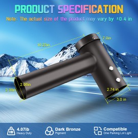 TOMOURD Single Street Light Bracket Adaptor, Sturdy Steel Round Pole Mounting Arm for LED Parking Lot Lights 2 3/8" Top Spoke Extension Pole Mount Bracket for Commercial Slip Fit Shoebox Lighting