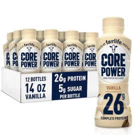 Core Power (12 Pack) Core Power Fairlife Protein Nutrition Milk Shakes, Vanilla, 14 Fl Oz
