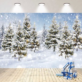 White Christmas Banner, Winter Snow Forest Background Banner, Realistic Extra Large Merry Christmas Banner, Christmas Banners for Winter Wonderland, Christmas Party, Baby Shower, Birthday