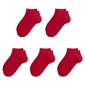 Bamboo School Socks Ankle Super Soft School Kids Socks Stretch Cuffs Athletic Socks Odor Anti-odor 5 Pairs (CA/US, Alpha, X-Small, Regular, Red)