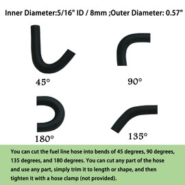RMI-33005 5/16" Mandrel-Formed Molded Rubber Fuel Line Hose Elbow 45° 90° 135° 180°degree bend