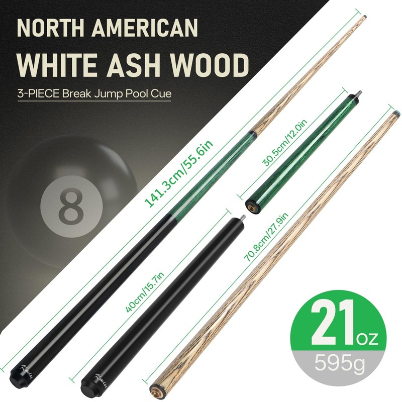 Kmise Break Jump Cue Stick, 21oz 23oz 25oz 28oz Pool