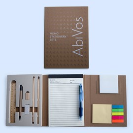 AbiVos Memo Stationery Set – Includes A5 Notebook with Dividers & Pen, Note Book, Post It Notes - Ideal for All Ages – Great for School, Office or Home Use – Compact and Versatile Writing Kit