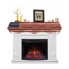 Independence Day Mantel Scarf for Fireplace 70 x 17 inches Wooden Abstract American Flag Decorations Fireplace Scarf Cover Mantel Shelf Top Runner for Home Festive Party Supplies