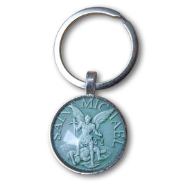 LivelyBuy Archangel St. Michael Keychain Protect Holy Shield Amulet Silver Pendant Gift