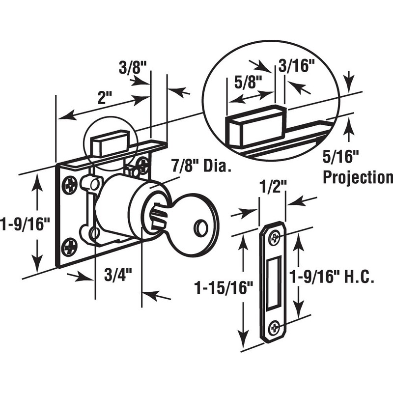 Prime-Line U 10666 Drawer and Cabinet Lock, Mortise (Single Pack)