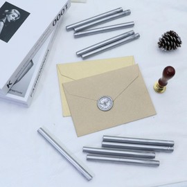 Wax Seal Sticks, Atobpp 10pcs Silver Wax Sealing Sticks Glue Gun Sealing WaxSticks for WaxSealStamp, Letter WaxSealing for 0.43'' Glue Gun WaxSealingSticks (Silver)