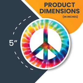Magnet Me Up Tie Dye Peace Sign Magnet Decal, 5 Inch Round, Heavy Duty Automotive Magnet for Car Truck SUV