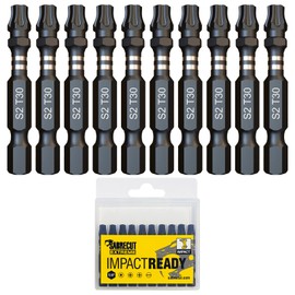 10 x SabreCut SCTX3050_10 50mm TX30 T30 Impact Screwdriver Driver Bits Set Single Ended Torx Heavy Duty Including Storage Box