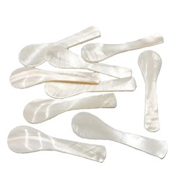 Wisafory Pack of 2 Mother of Pearl Spoons, Mini Caviar Spoon, Egg Spoon, Handmade White Mother of Pearl Spoon, Caviar Serving Spoon, Round Ends, Coffee Spoon, Dessert Spoon for Caviar, Eggs, Coffee