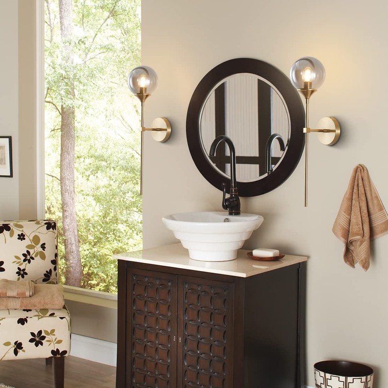 BOKT Brushed Brass Gold Wall Mounted Sconce Set of 2