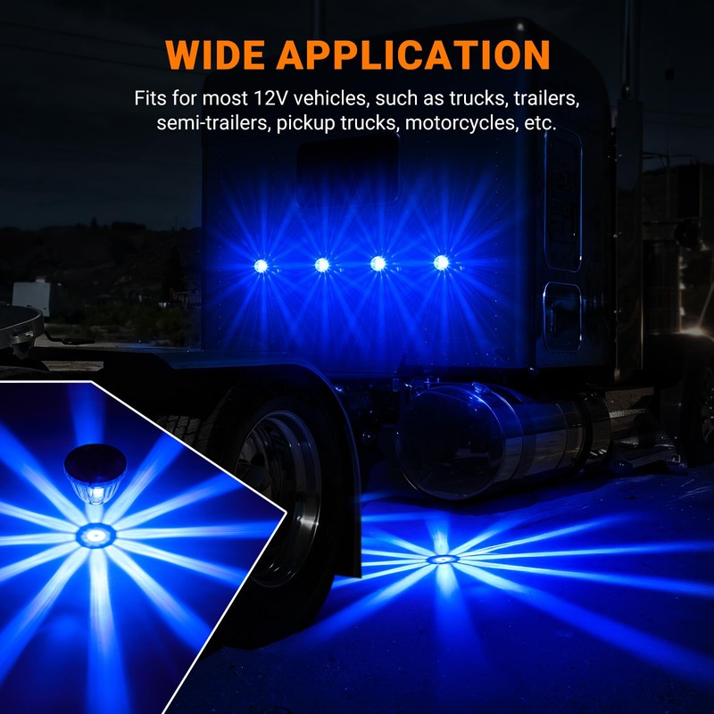 2PCS Watermelon Lights Strobe & Constant Dual Function Blue Auxiliary