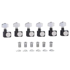 KAISH 21:1 Dual Pin (No Screws) Tuners 2 Pin Tuning Keys Pegs Tuning Machine Heads fits for American Series Strat/Tele Guitars Contemporary Button Black with Chrome