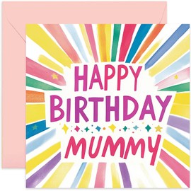 Bold Colourful Birthday Card for Mummy - From Young Son or Daughter - Blank Inside